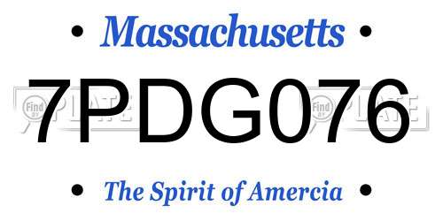 7PDG076 Massachusetts License Plate