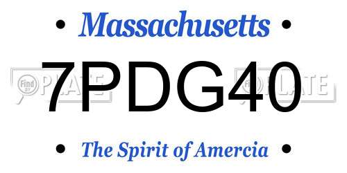 7PDG40 Massachusetts License Plate