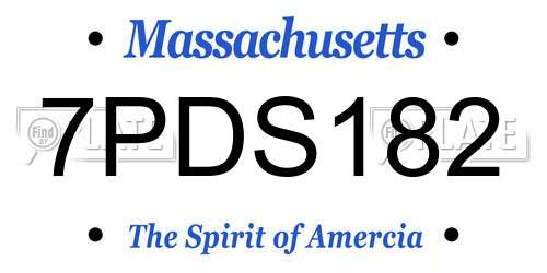 7PDS182 Massachusetts License Plate