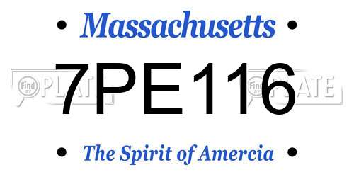 7PE116 Massachusetts License Plate