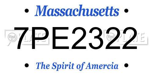 7PE2322 Massachusetts License Plate