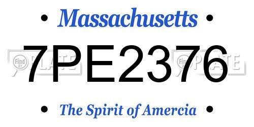 7PE2376 Massachusetts License Plate
