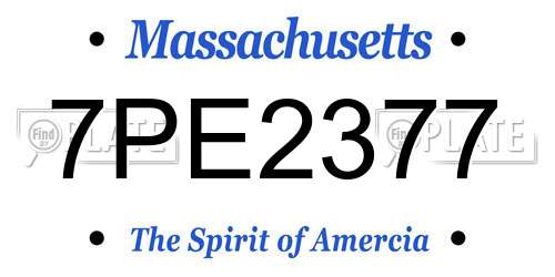 7PE2377 Massachusetts License Plate