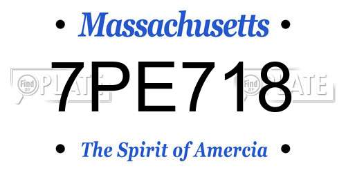 7PE718 Massachusetts License Plate