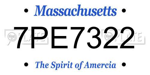 7PE7322 Massachusetts License Plate