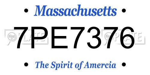 7PE7376 Massachusetts License Plate
