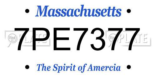 7PE7377 Massachusetts License Plate