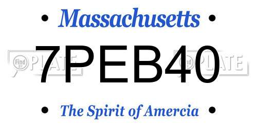 7PEB40 Massachusetts License Plate