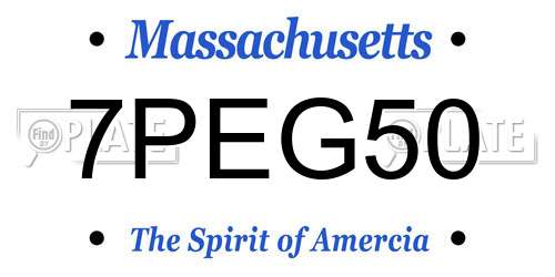 7PEG50 Massachusetts License Plate