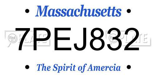 7PEJ832 Massachusetts License Plate