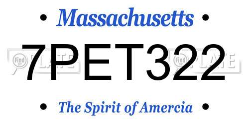 7PET322 Massachusetts License Plate