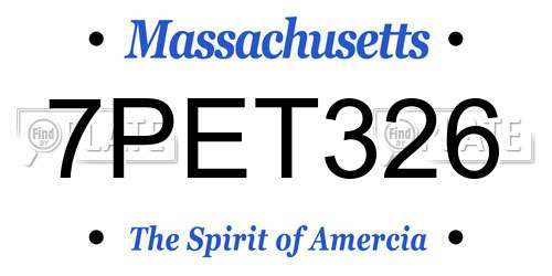 7PET326 Massachusetts License Plate