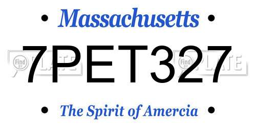 7PET327 Massachusetts License Plate