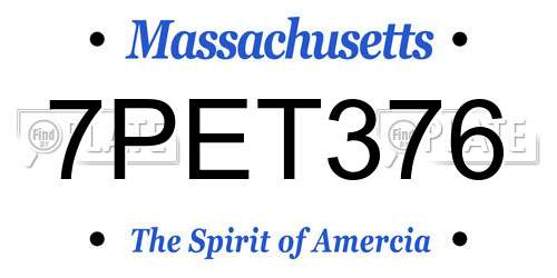 7PET376 Massachusetts License Plate