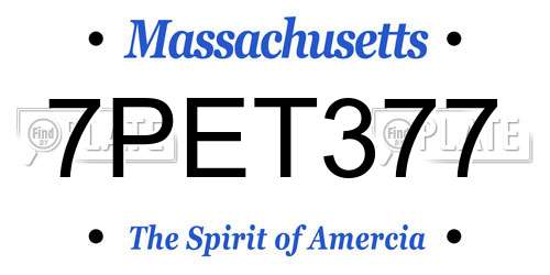 7PET377 Massachusetts License Plate