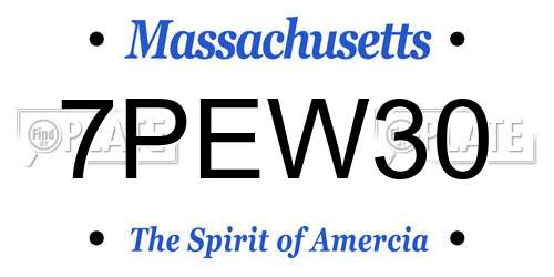 7PEW30 Massachusetts License Plate