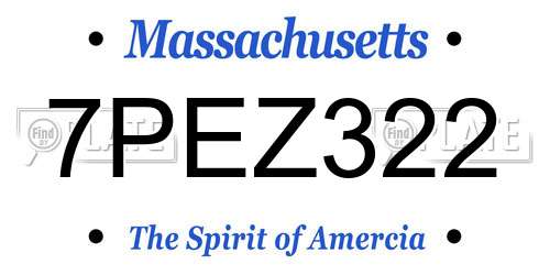 7PEZ322 Massachusetts License Plate