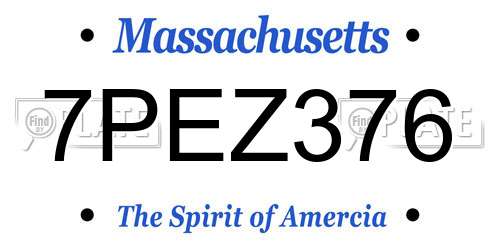 7PEZ376 Massachusetts License Plate