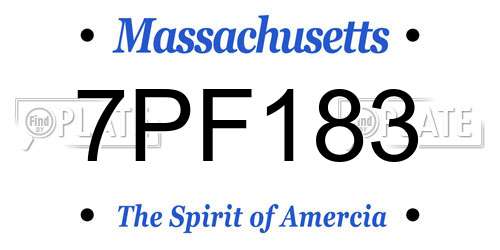 7PF183 Massachusetts License Plate
