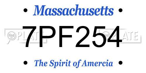 7PF254 Massachusetts License Plate