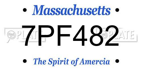 7PF482 Massachusetts License Plate