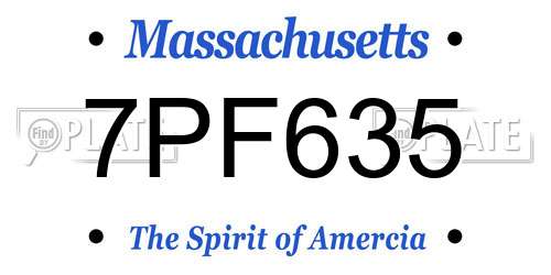 7PF635 Massachusetts License Plate