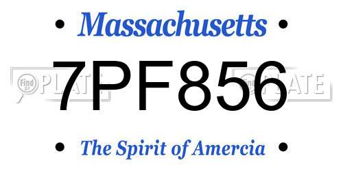 7PF856 Massachusetts License Plate