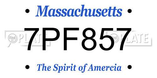 7PF857 Massachusetts License Plate