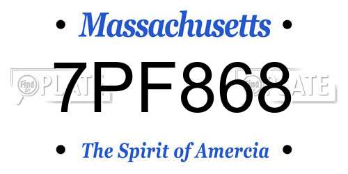 7PF868 Massachusetts License Plate