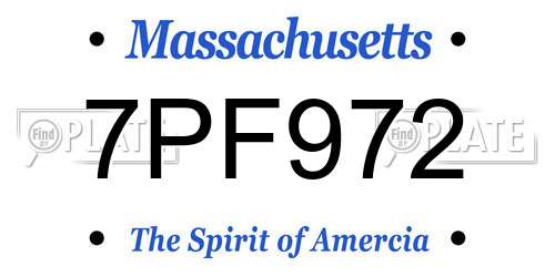 7PF972 Massachusetts License Plate