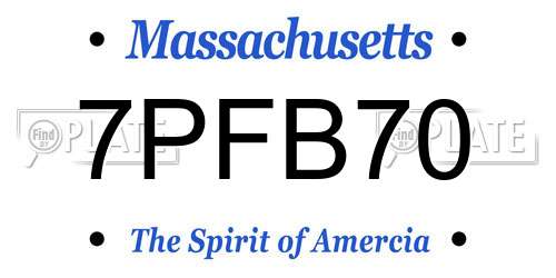 7PFB70 Massachusetts License Plate