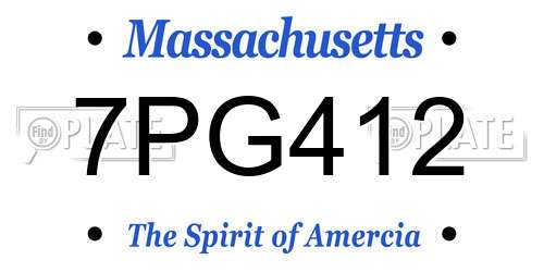 7PG412 Massachusetts License Plate