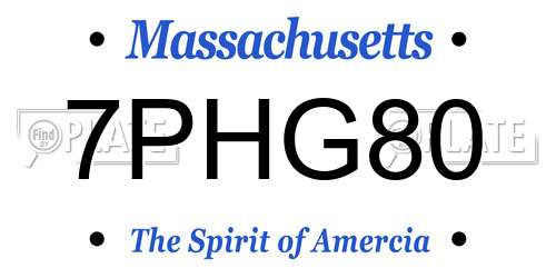 7PHG80 Massachusetts License Plate