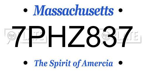 7PHZ837 Massachusetts License Plate