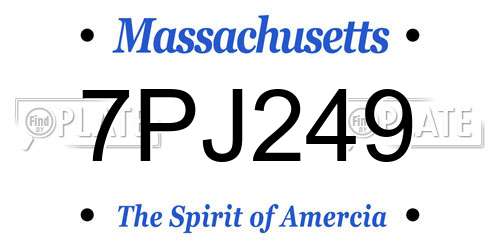 7PJ249 Massachusetts License Plate