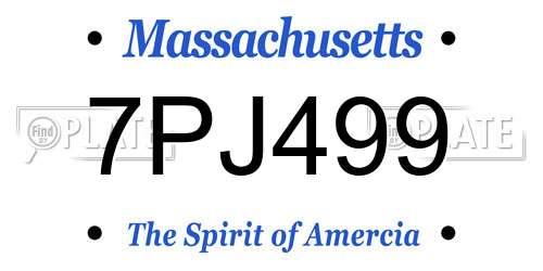 7PJ499 Massachusetts License Plate