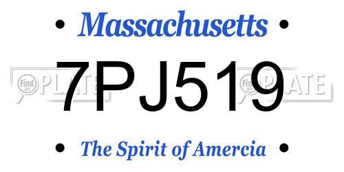 7PJ519 Massachusetts License Plate