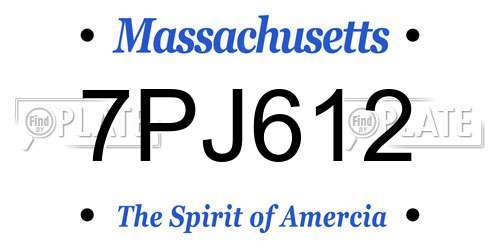 7PJ612 Massachusetts License Plate