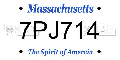 7PJ714 Massachusetts License Plate