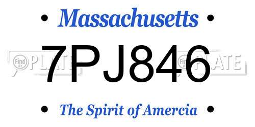 7PJ846 Massachusetts License Plate