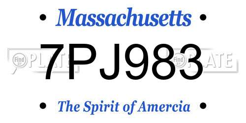 7PJ983 Massachusetts License Plate