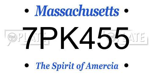 7PK455 Massachusetts License Plate