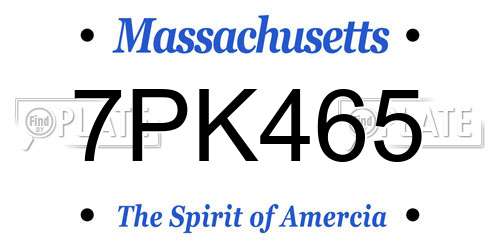 7PK465 Massachusetts License Plate