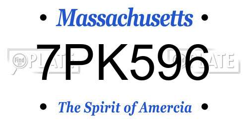 7PK596 Massachusetts License Plate