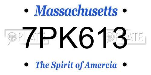 7PK613 Massachusetts License Plate
