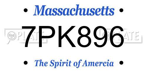 7PK896 Massachusetts License Plate