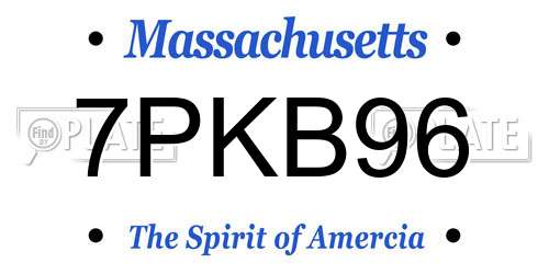 7PKB96 Massachusetts License Plate