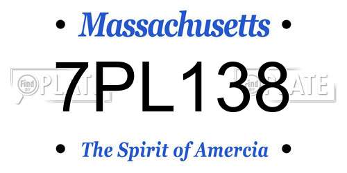 7PL138 Massachusetts License Plate