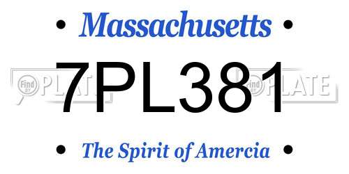 7PL381 Massachusetts License Plate