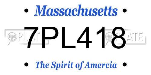 7PL418 Massachusetts License Plate